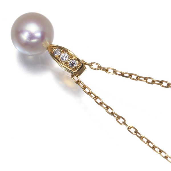 超美品真珠とダイヤモンドのネックレス ミキモト ネックレス 真珠 7.2mm ダイヤ ダイヤモンド 一粒