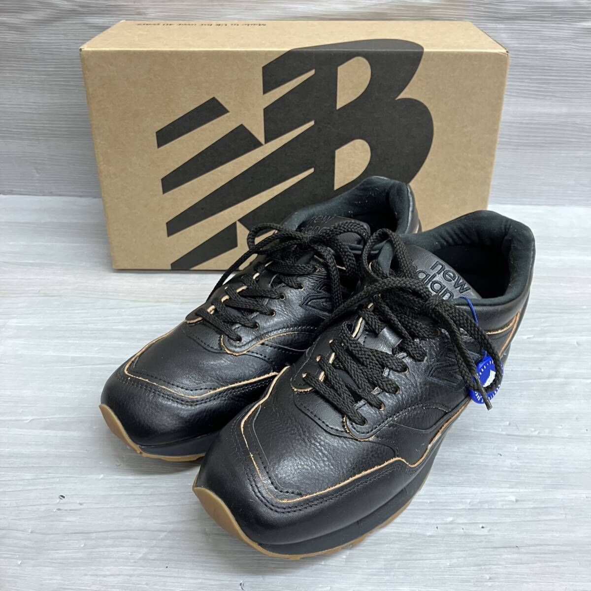 new balance ニューバランス U1500KBI Edge Leather イギリス製 ブラック スニーカー 7 FAKE BUSTERS鑑定バッヂ付き 箱あり
