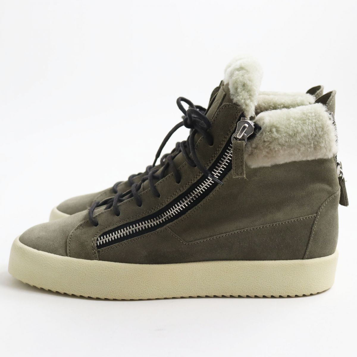 GIUZEPPE ZANOTTI DESIGN スエードレザー　オープントゥゴールドジッパーブーツサンダル　120mm　EU371/2　Made In Italy　新品未使用 Giuseppe Zanotti Design ジップデザイン レザーブーティ