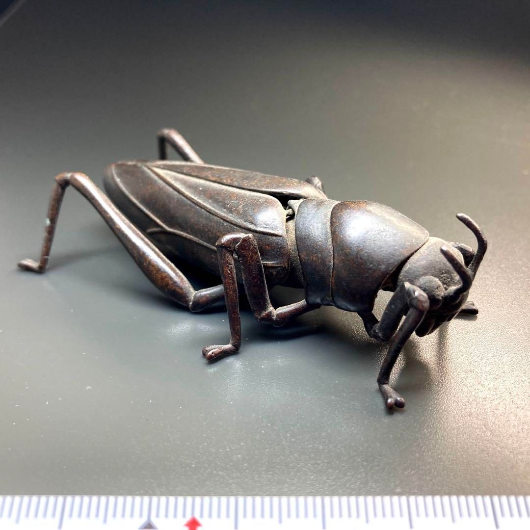 古銅自在バッタ置物 66g|全長約8.7㎝ 本Y5-0602 トニサ
