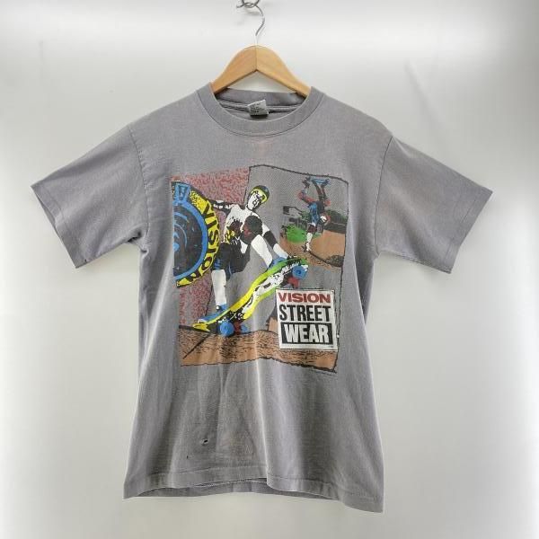 VISION STREET WEAR 80s フロントプリント S|S Tシャツ グレー M ヴィジョンストリートウェア 24