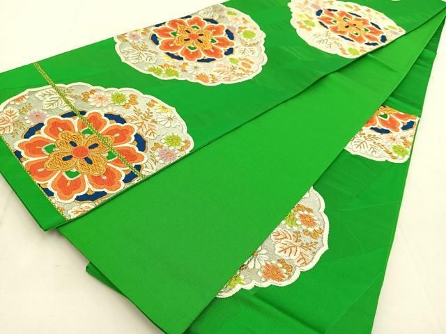 平和屋着物○西陣 六通柄袋帯 草花間道 金糸 正絹 逸品 未