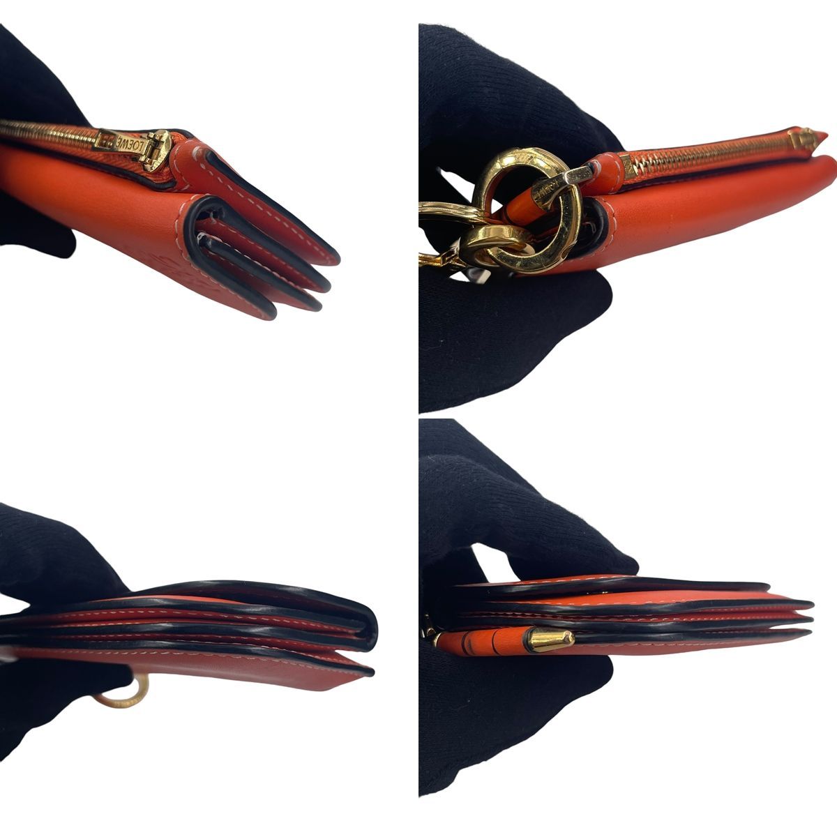 中古】 LOEWE ロエベ ゲート コインケース 061828 レザー オレンジ