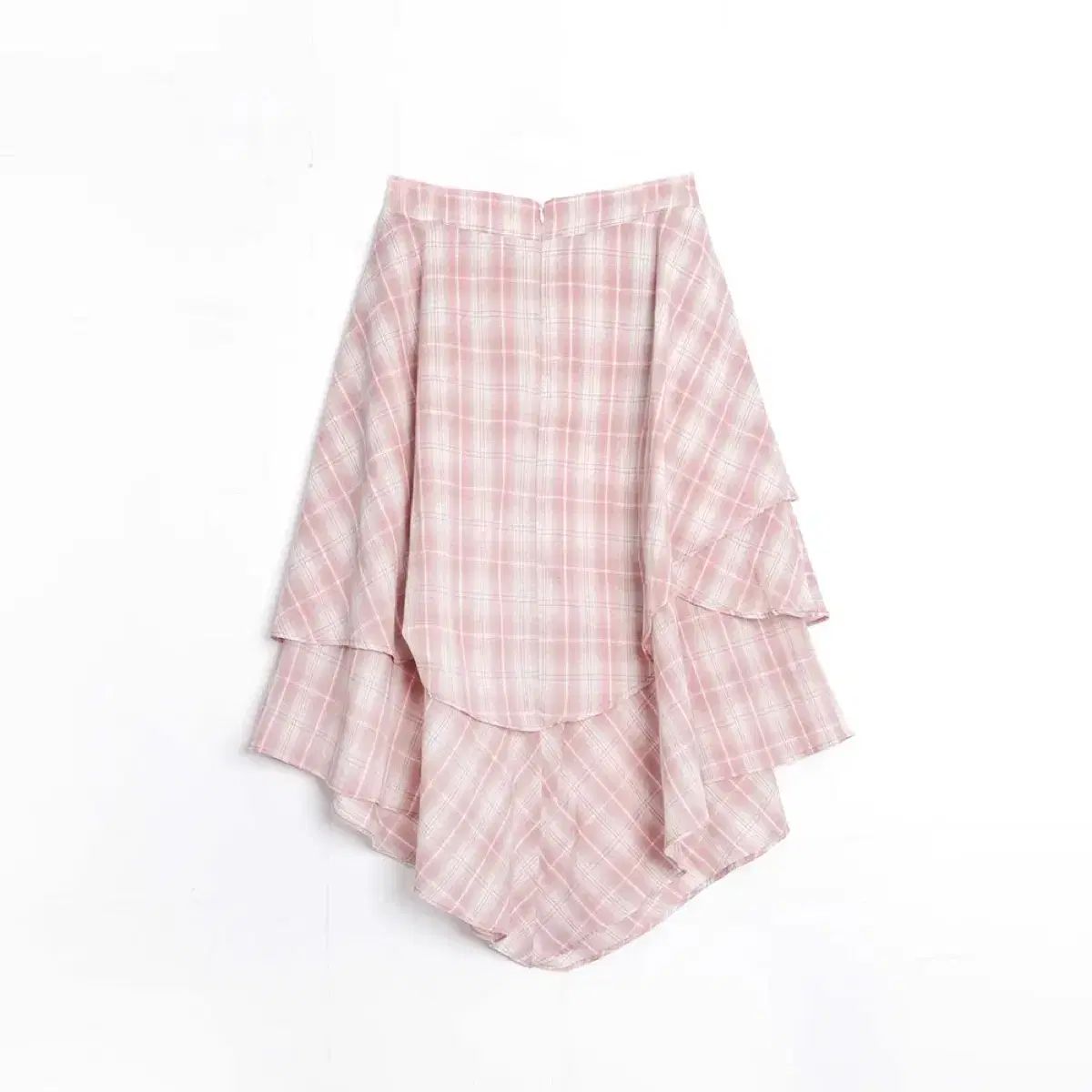999 人類 チェック レイヤード ミディ スカート ピンク