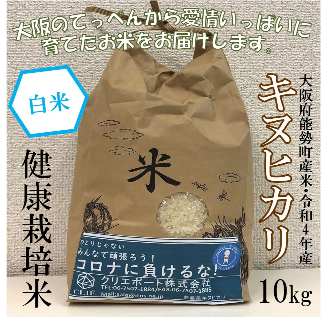 【令和4年産/健康栽培米】大阪のてっぺんキヌヒカリ白米10kg大阪府能勢産