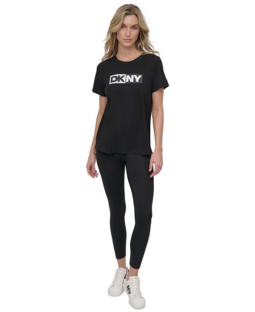 売れ筋商品|||ダナ キャラン ニューヨーク カットソー トップス レディース Women's Colorblocked-Logo Crewneck T-Shirt Black 送料無料】 ダナ キャラン ニューヨーク レディース Tシャツ