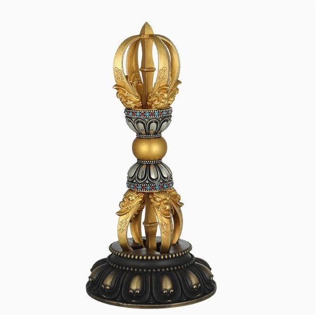 密教法具 四大明王 法器 三鈷杵 金剛杵 真鍮金メッキ 23cm 密教法具 寺院用仏具 金属製 三鈷杵(大) 金剛杵 (さんこしょ
