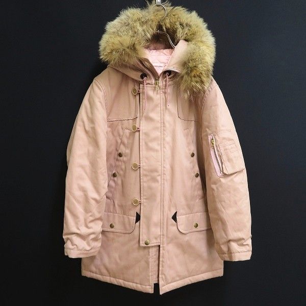 wu ワンダフルワールド WONDERFUL WORLD カネコイサオ フーディー 中綿 コート ピンク リアルファー コヨーテ 970747 k01