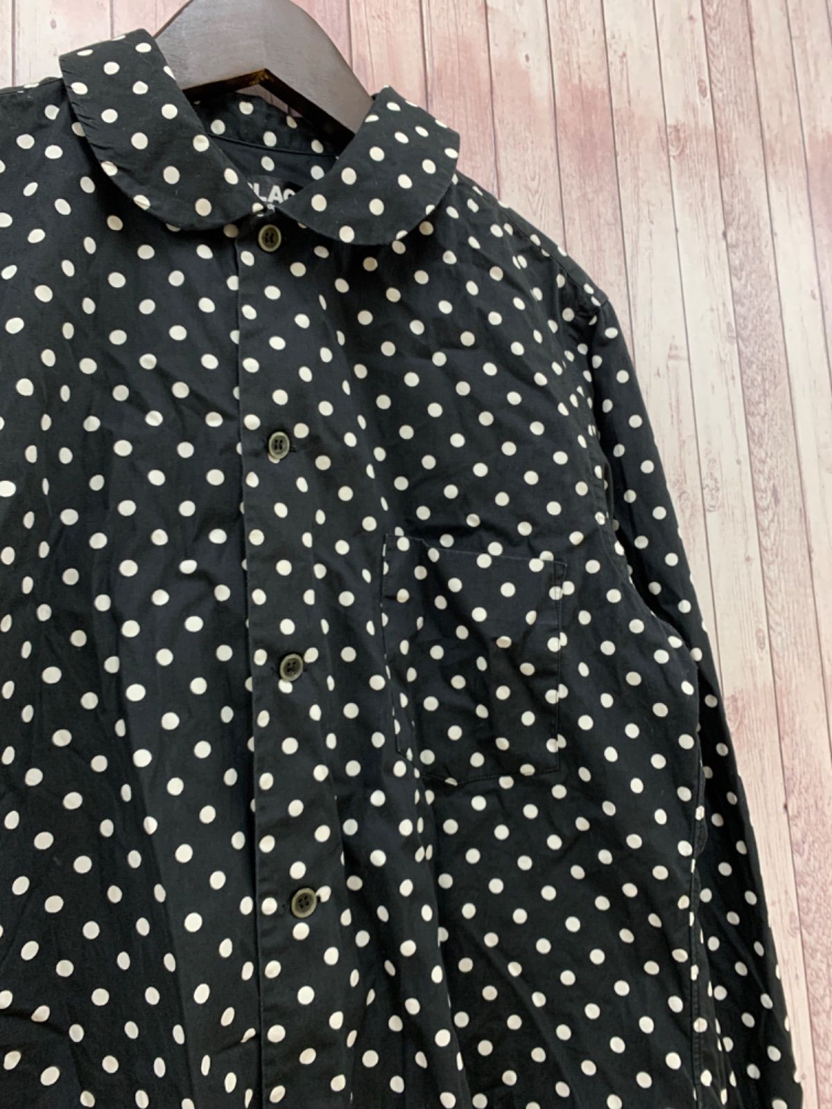 ブラックコムデギャルソン　ドット　長袖シャツ　M ブラック　ホワイト　黒　白 ☆BLACK COMME des GARCONS ブラック コムデギャルソン ドット