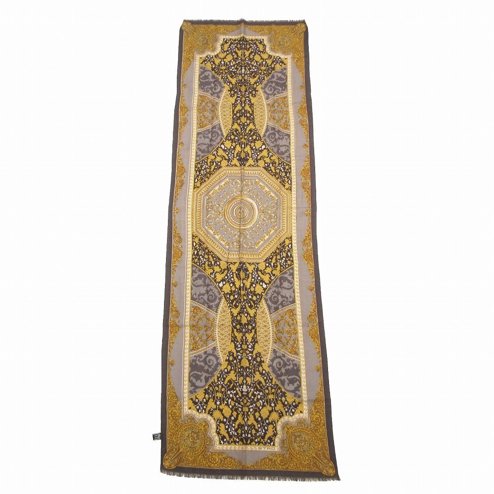 エトロ ETRO シルク混 ウール バロック柄 ストール スカーフ マフラー ペイズリー 総柄 フリンジ マルチ ur23