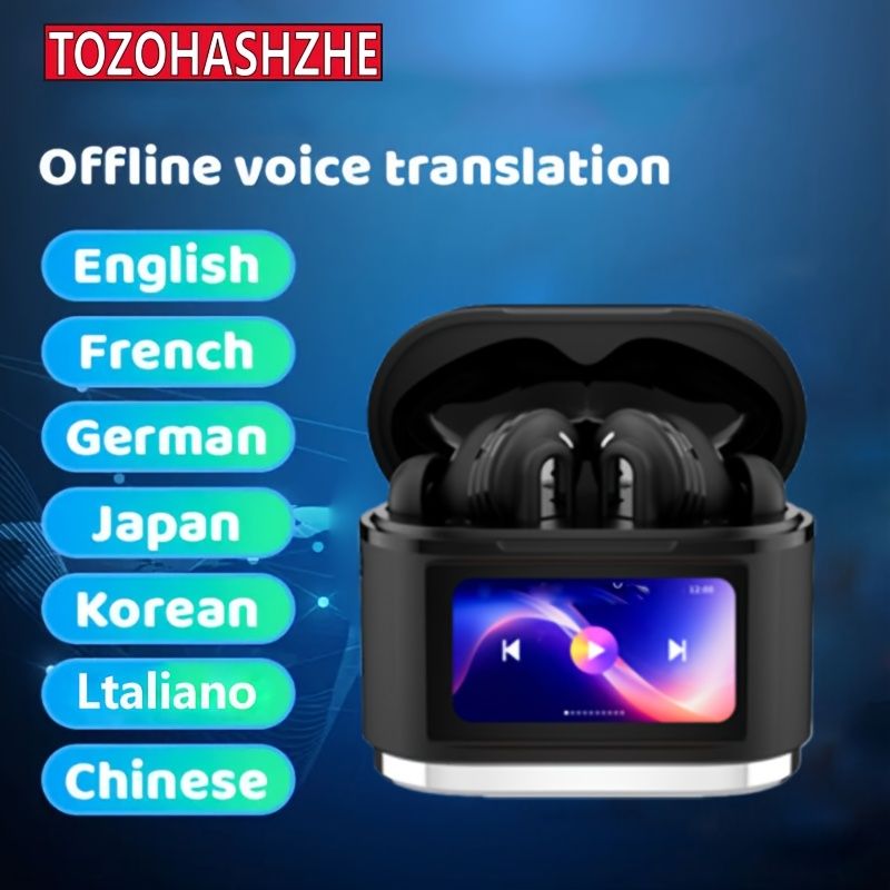 TOZOHASHZHE 144言語AIスマート翻訳ノイズキャンセリングヘッドフォン 純コバルトバッテリー デジタルスクリーンディスプレイ 長いバッテリー寿命 真の銅リング複合フィルムスピーカー 強力なベース 音楽プレーヤーの制御 すべてのスマートフォンに適し