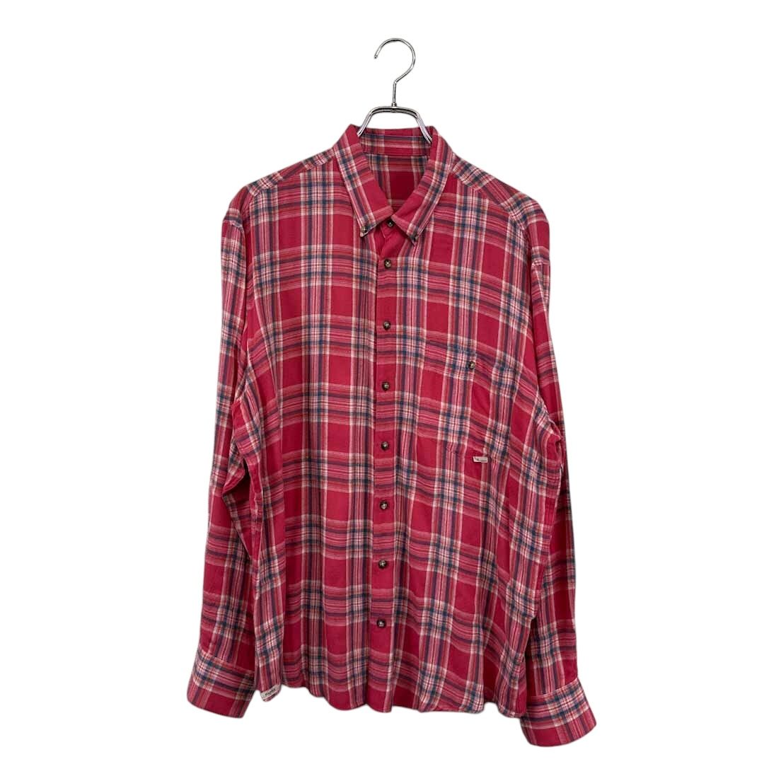 パパス★Papasネルシャツ★ボタンダウンシャツ パパス Papas チェック柄 ボタンダウン ネルシャツ 長袖 50 イエローの