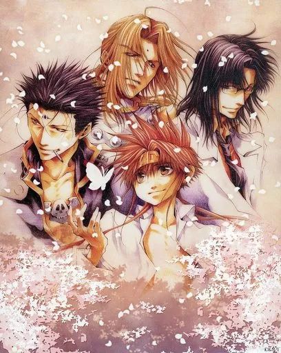 雑貨　集合 キャンバスアート 「最遊記原画展 ～連載20周年記念～」 中古】雑貨 集合(4人/サクラ) キャンバスアート(F3サイズ) 「最