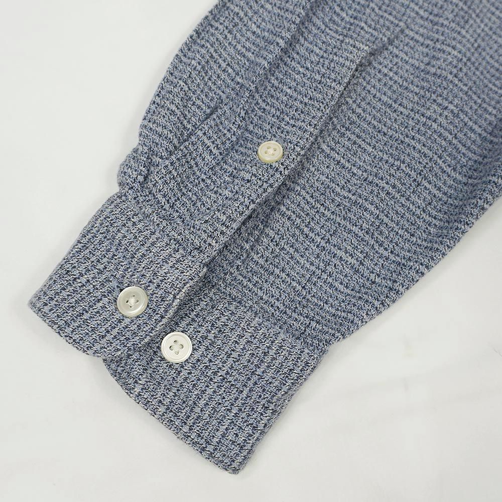PERRY ELLIS 90s レーヨン長袖シャツ チェック ネイビー 古着 ペリーエリス PERRY ELLIS チェック柄 長袖 レーヨンシャツ