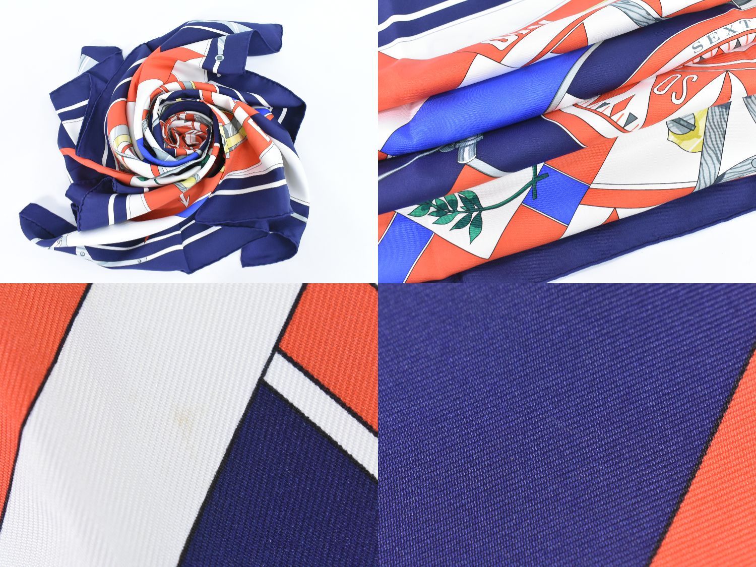 【美品】エルメス HERMES カレ 90 SEXTANTS スカーフ 本物 エルメス HERMES スカーフカレ カレ90 SEXTANTS 六分儀 ショール