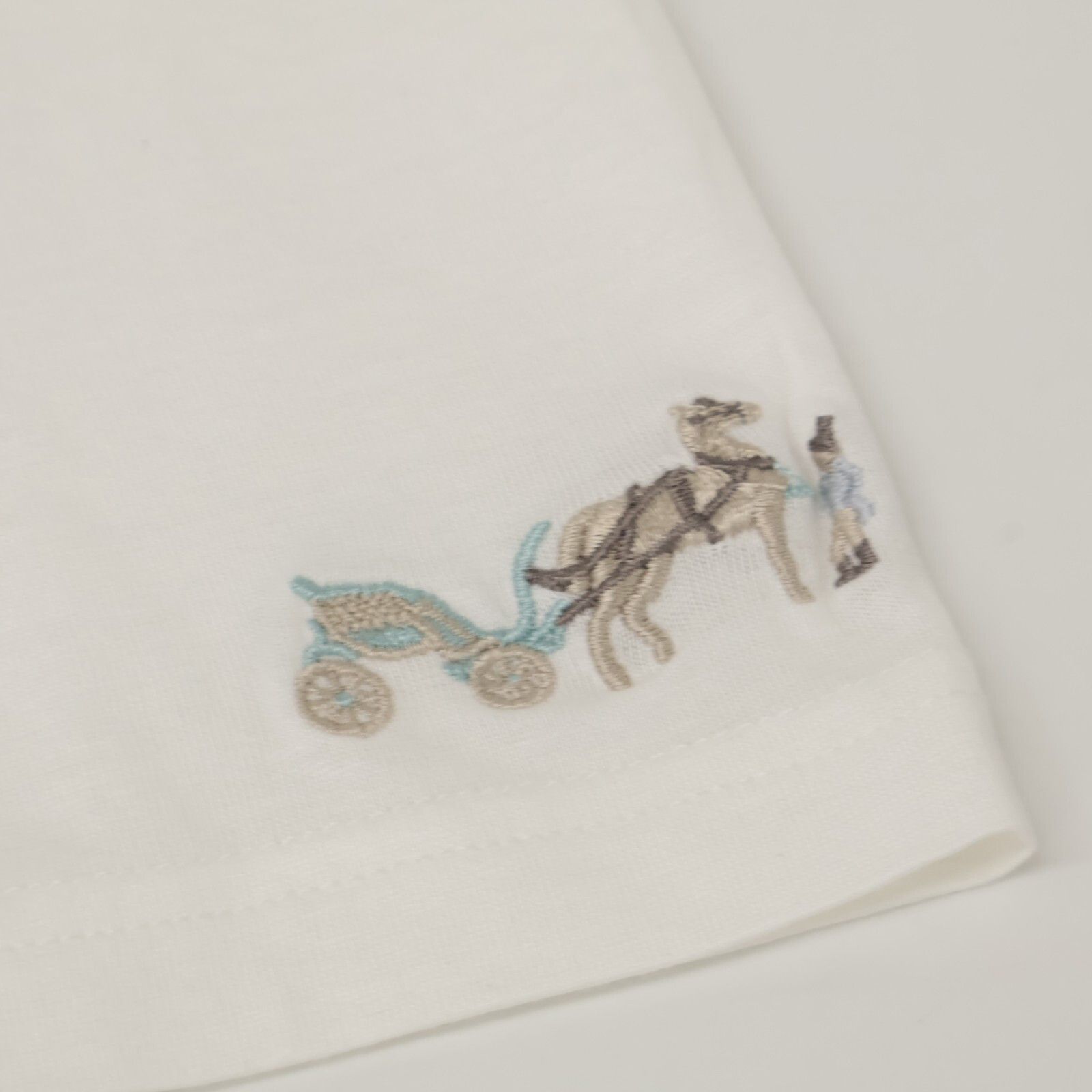 HERMES エルメス ﾏﾙｼﾞｪﾗ期 ﾎﾜｲﾄ ｺｯﾄﾝ ﾎｰｽﾛｺﾞ刺繍 ｼｮｰﾄｽﾘｰﾌﾞｶｯﾄｿｰ