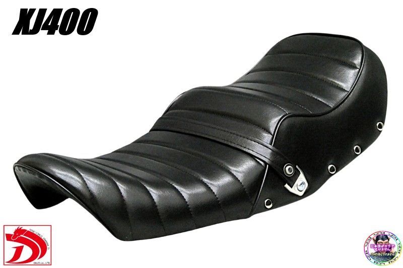 XJ400 鋲打ち 黒皮 タックロールシート ブラックXJ400D XJ400E XJ550 あんこ抜き ローダウン4GO 完成品 段シート へっぽこ社長