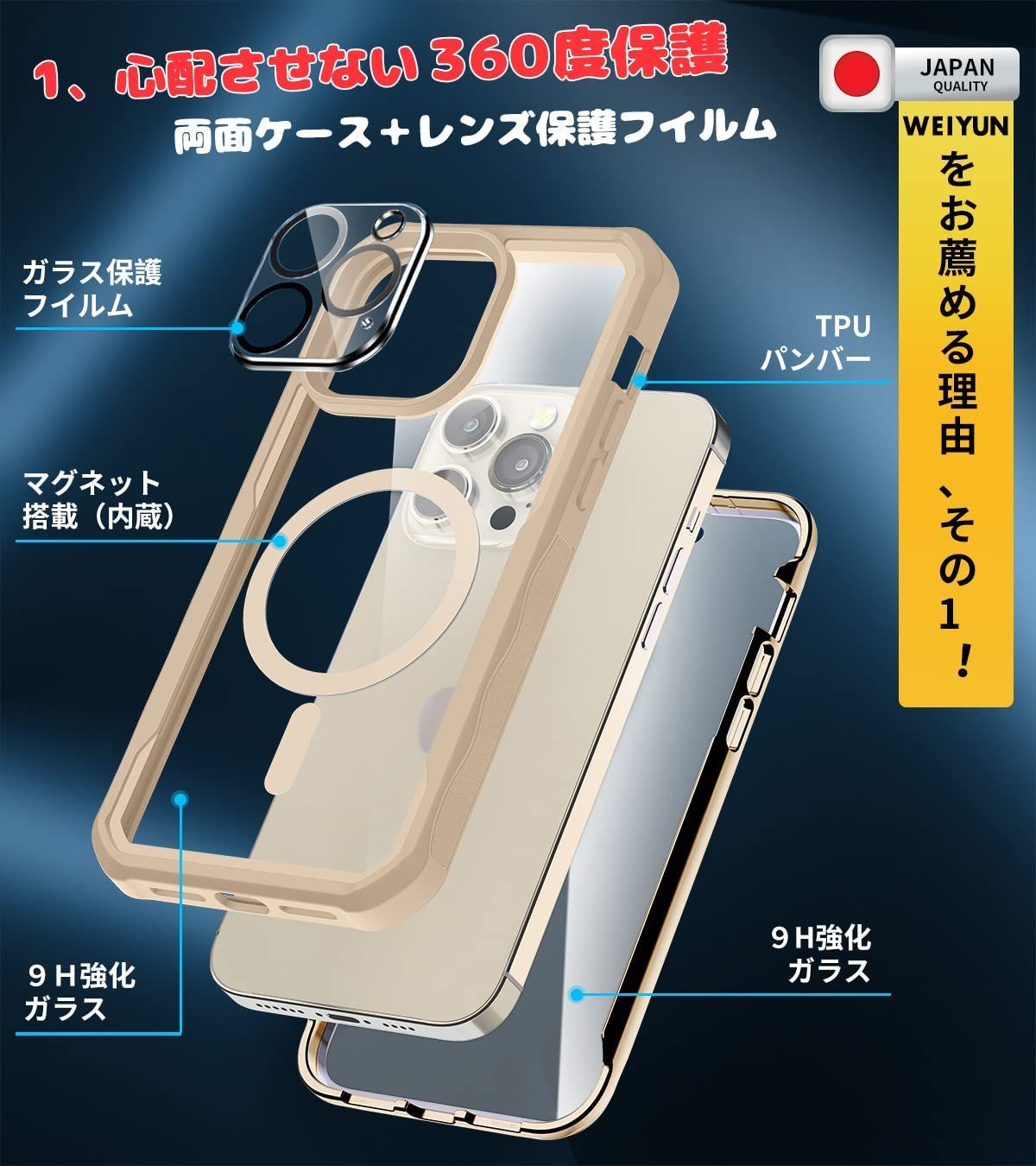 WEIYUN iPhone SE 用 ケース iPhone SE 第3世代 第2世代 iPhone 対応 両面クリア 「透明強化ガラス TPUフレーム 」 TPU保護カバー 薄型 滑り止め 衝撃吸収 iphone8 ケース アイフォンSE3 SE2 ケース 4.7インチ(ディープパープル)