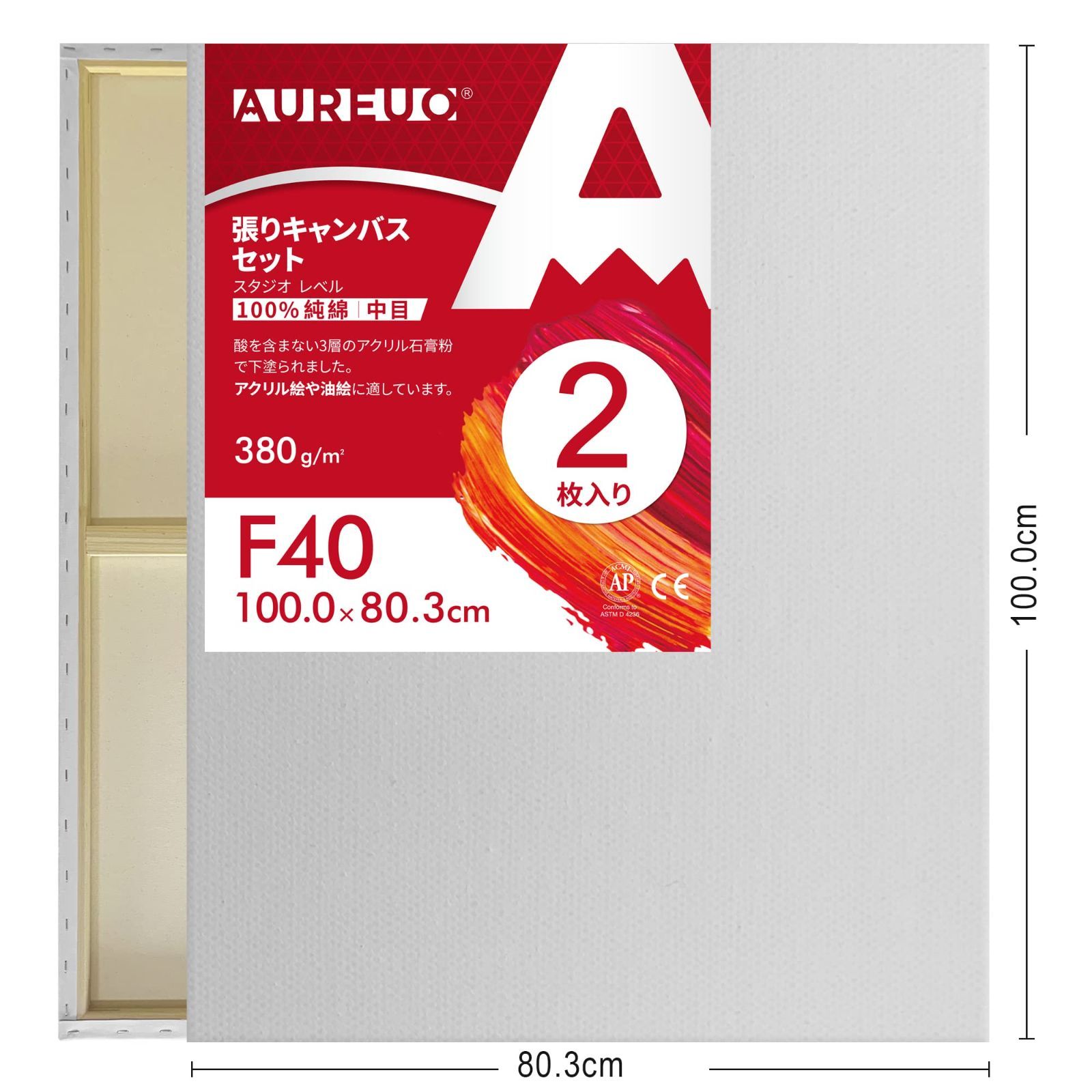 100cmX80.3cm) 中目 100％コットン F40 2枚 初心者 セット 絵画