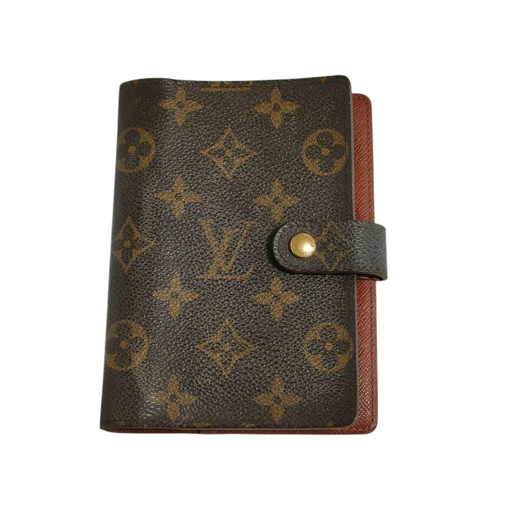 良品 LOUIS VUITTON ルイヴィトン モノグラム アジェンダPM 6穴 手帳カバー 文具 ブラウン メンズ レディース 古着  USED