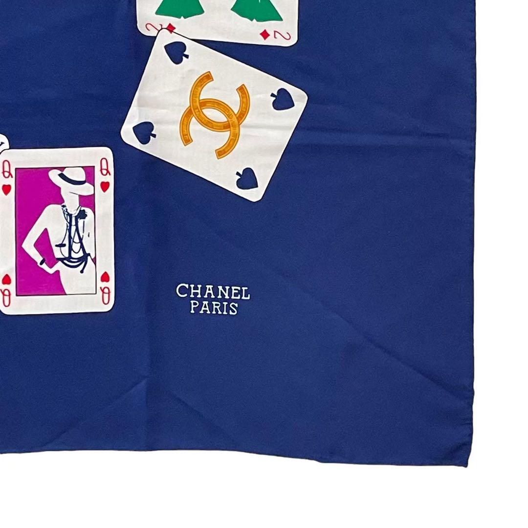 CHANEL シャネル ココマーク スカーフ トランプ柄 シルク ブルー