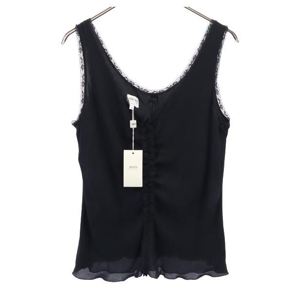 美品✨ARMANI COLLEZIONI シルク混 半袖ニット カットソー 黒 ニットカーディガン ARMANI COLLEZIONI アルマーニ コレツィオーニ