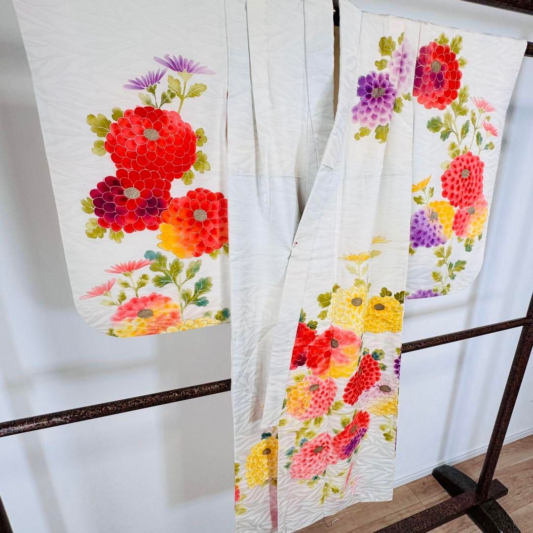 E 超美品　七五三 7歳　セット　女の子　子供　着物　襦袢　帯　白　セミアン E 超美品 七五三 7歳 セット 女の子 子供 正絹 着物 襦袢 帯 白 七五三