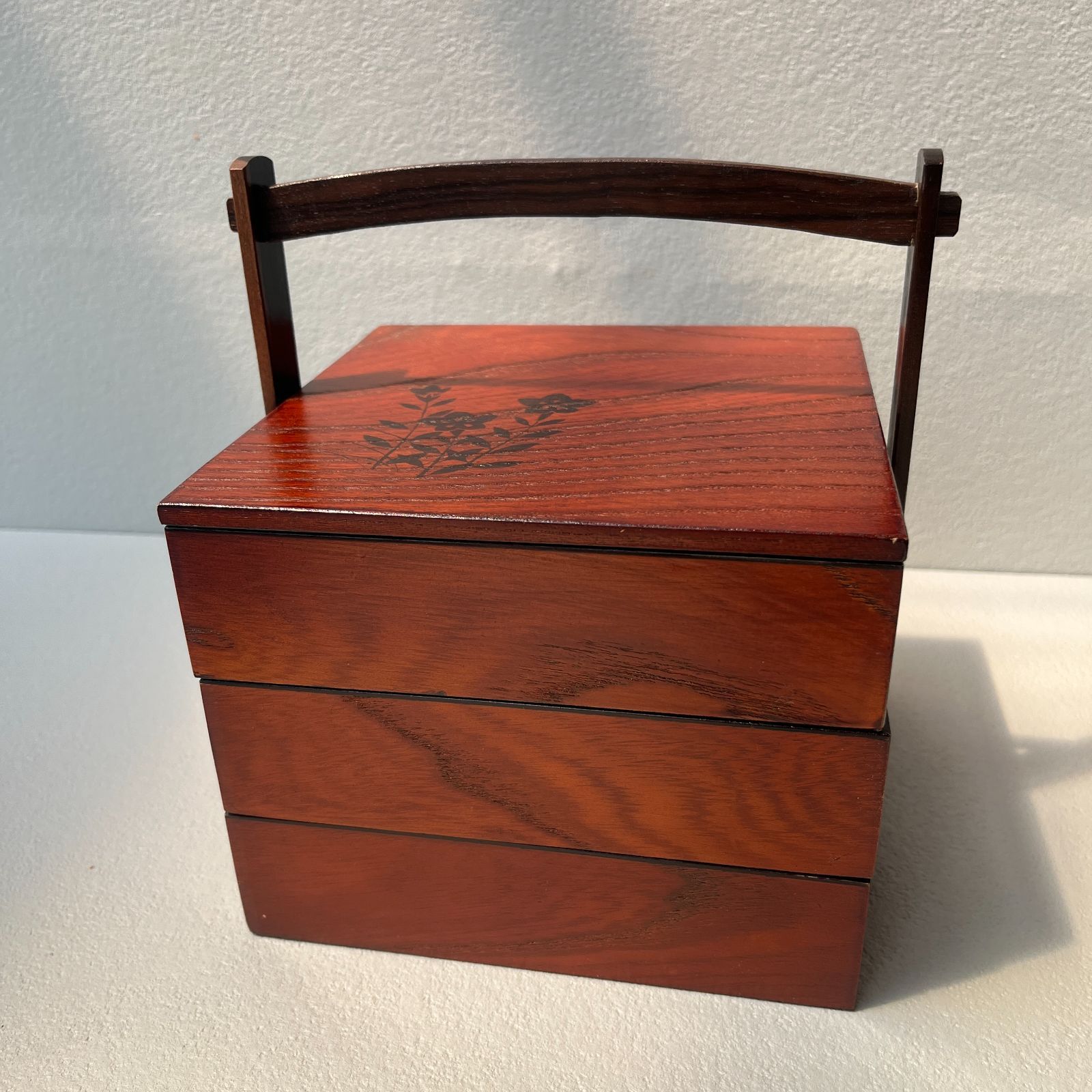 会津欅工芸 塗持ち手付き三段重 SUZUZEN-ORIGINAL 木製漆器