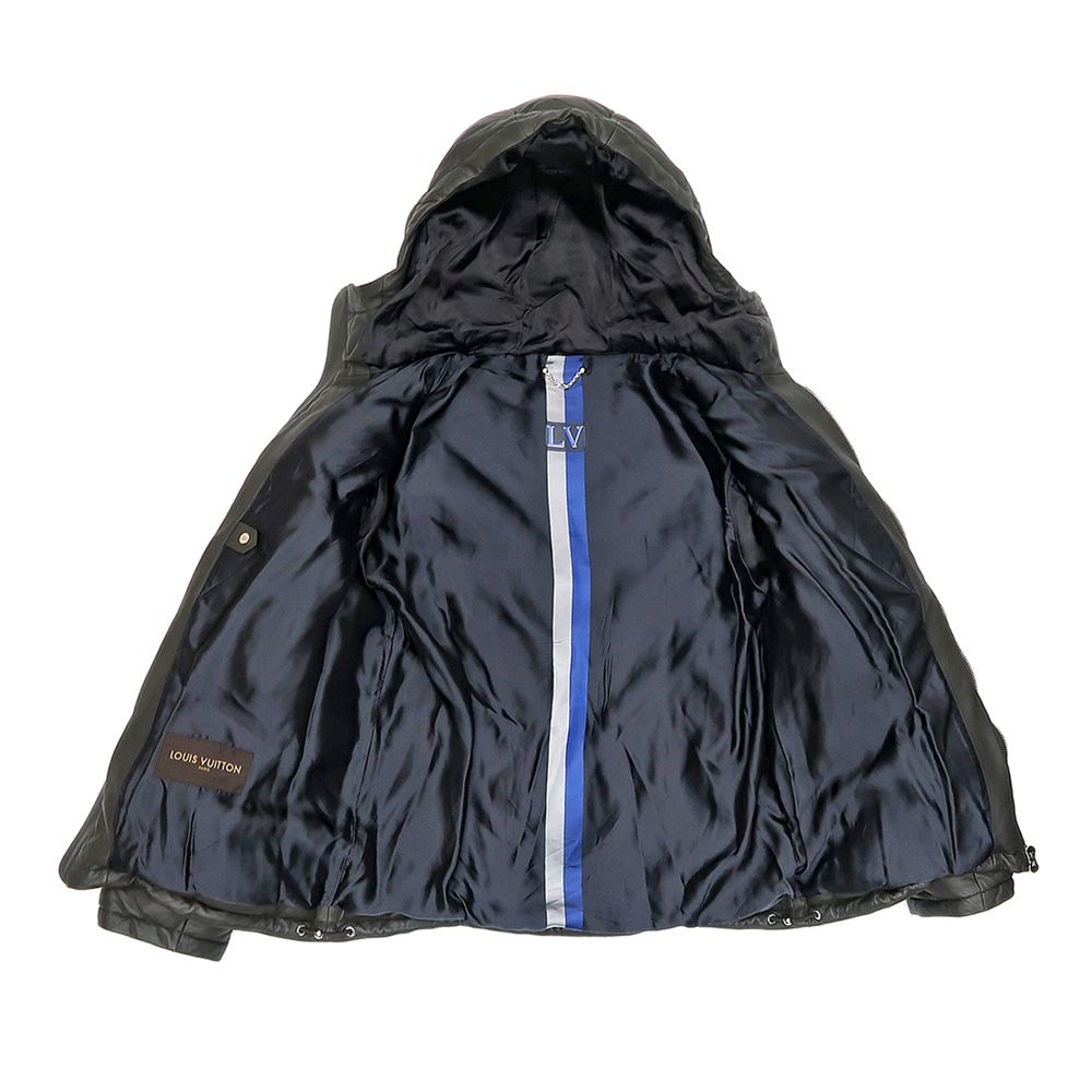 ルイヴィトン　ジャンパー 50 名東】ルイヴィトン ダウンジャケット 50 カーキ系 羊革 ダブル