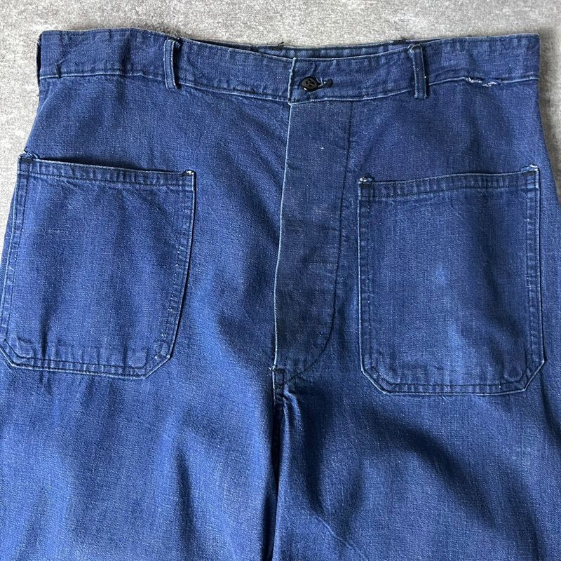 【専用】90s US.NAVY実物 ヴィンテージ セーラーパンツ ワイドフレア 70s US NAVY 米軍実物 コットン バッドダイ デニム フレア