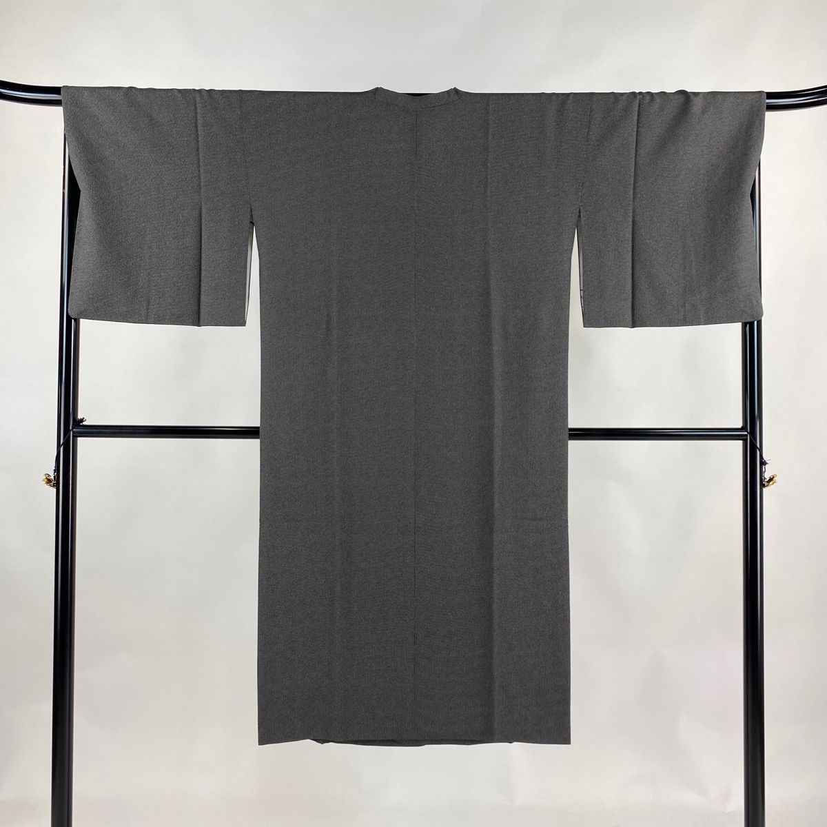 道行 身丈124.5cm 裄丈67cm M 和装コート 角衿 角通し 黒灰 正絹