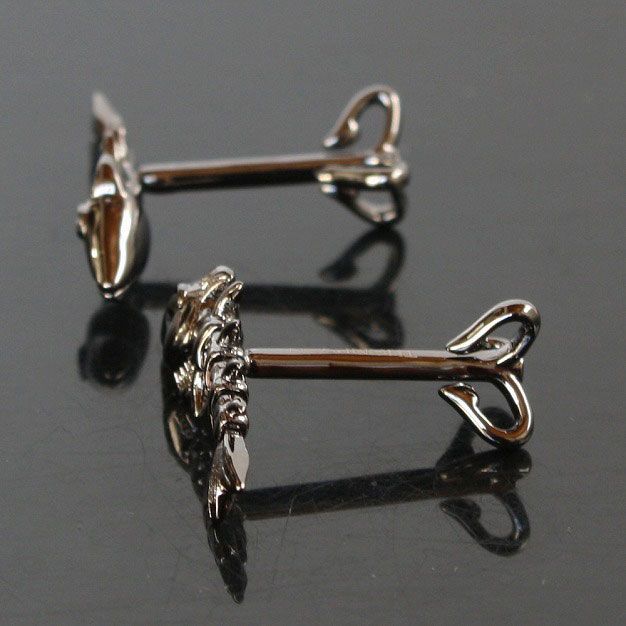 THOMPSON トンプソン ガンメタフィッシュボーンカフスボタン（カフリンクス）