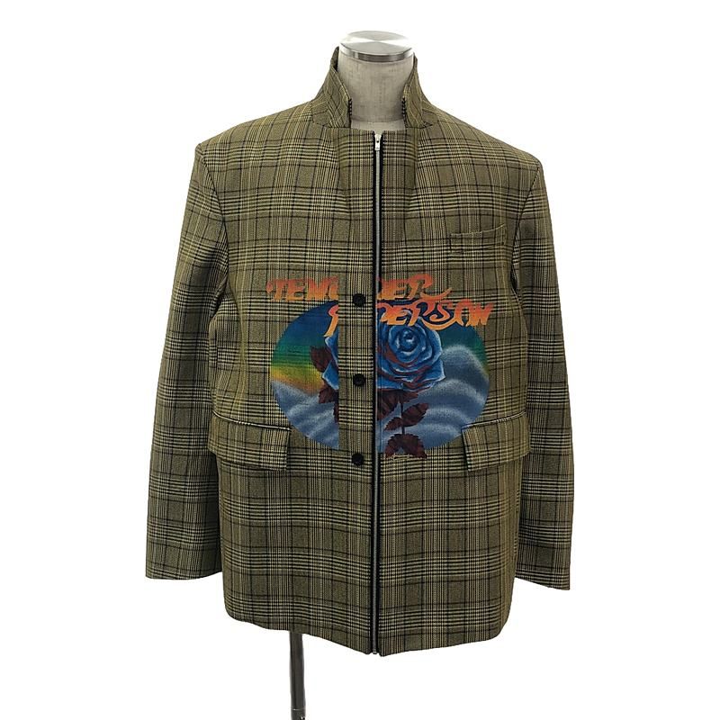 【美品】  TENDER PERSON / テンダーパーソン | ROSE AIRBRUSH TAILORED JACKET / ジップ テーラードジャケット / 総裏地 | 3 | イエロー系 | メンズ 美品】 TENDER PERSON / テンダーパーソン | ROSE AIRBRUSH TAILORED