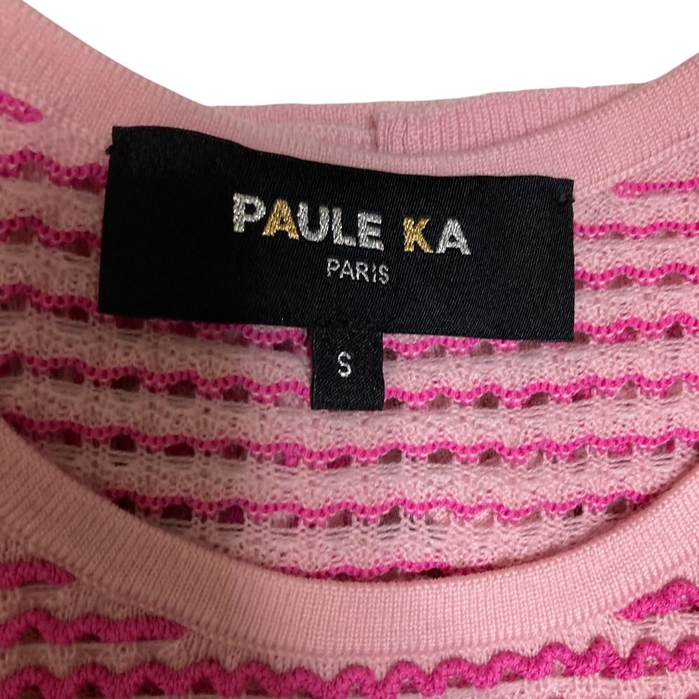 新品同様 PAULE KA ポールカ 透かし編み 切替 クロップド ニット