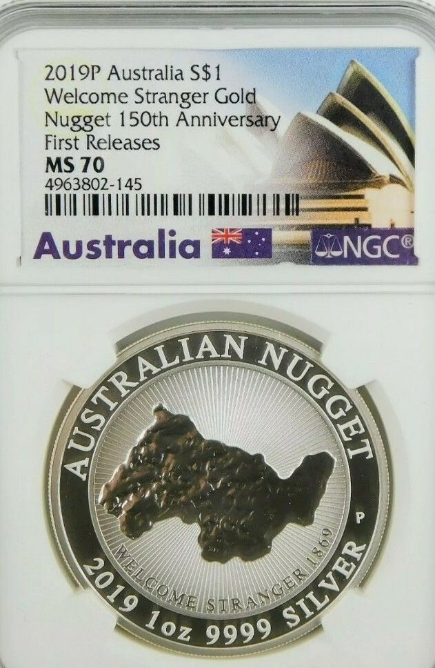 2019P Atralia $1 Welcome Stranger G Nugget Silver.NGC MS70 First Releases