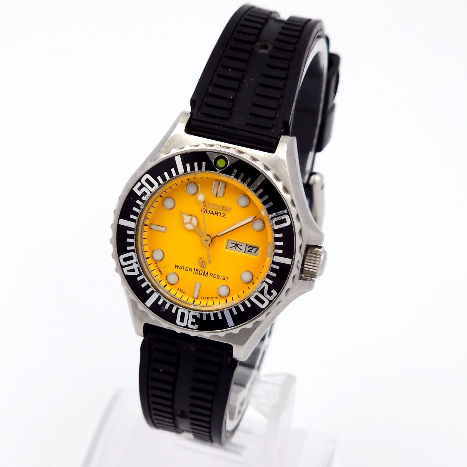CITIZEN シチズン クリストロン ダイバー 4-753321 QZ 動作品 黄色