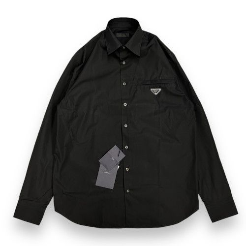 新品 PRADA トライアングル ロゴ ジップポケット ボタンシャツ 