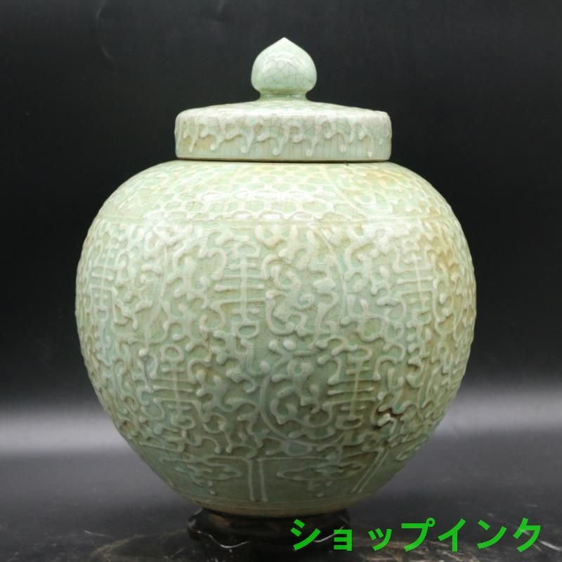 民窯開片影清茶筒 景徳鎮 陶磁器 装飾品 工芸品美術品 置物