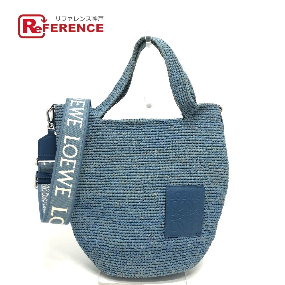 LOEWE ロエベ ショルダーバッグ スリットバッグミニ A685453 ラフィア ブルー