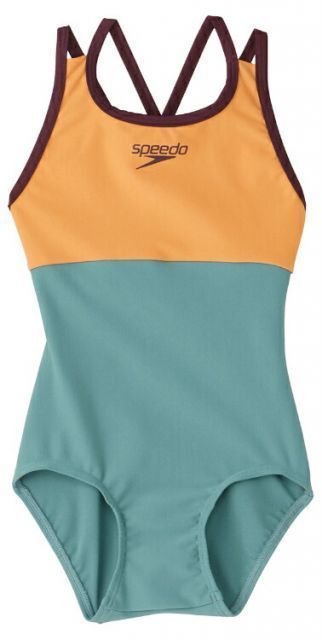 speedo スピード GIRLS SUIT バターNT 120 SLG92301 BT | スイムウェア ガールズスーツ Ｗクロスバック設計 4WAYストレッチ UVカット機能 リゾートウエア 水泳 水着 プール 海 子供用 キッズ KIDSコレクション ガ