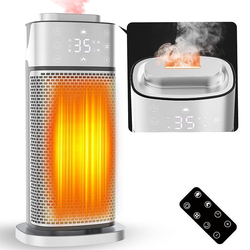 驚異の静音 超音波加湿搭載 SUKITEN セラミックヒーター 電気ストーブ ファンヒーター ヒーター ECO知能恒温 1200W|800w|10w 90°首振り 3段階温度調整 省エネ 切り忘れ防止 リモコン付き 転倒OFF タイマー機能 二重過 1