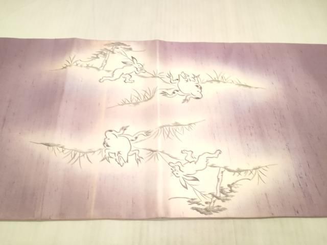 平和屋着物○太鼓柄袋帯 作家物 手描き 紬地 刺繍 鳥獣戯画 正絹 逸品