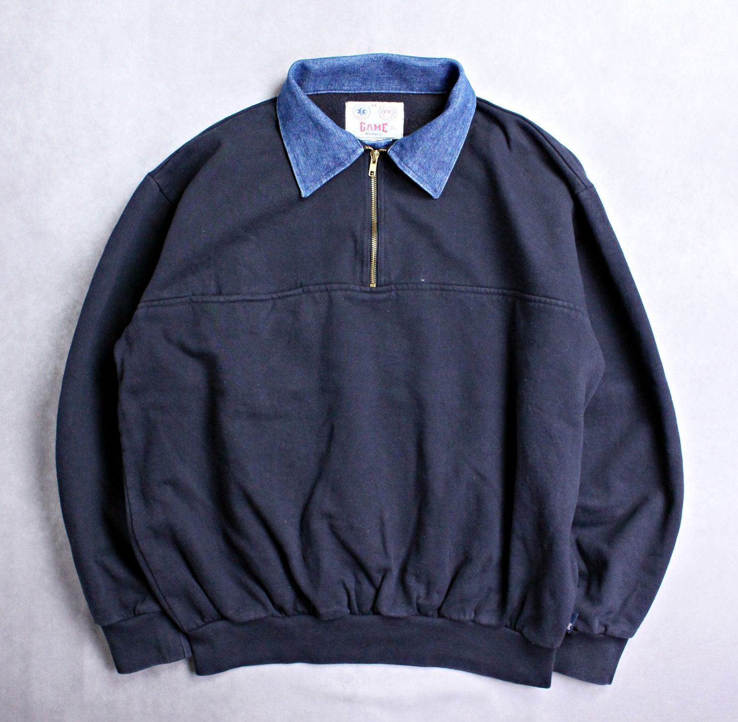 GAME WORKWEAR】消防士 救急救命士 アメリカ製 ハーフジッププル 