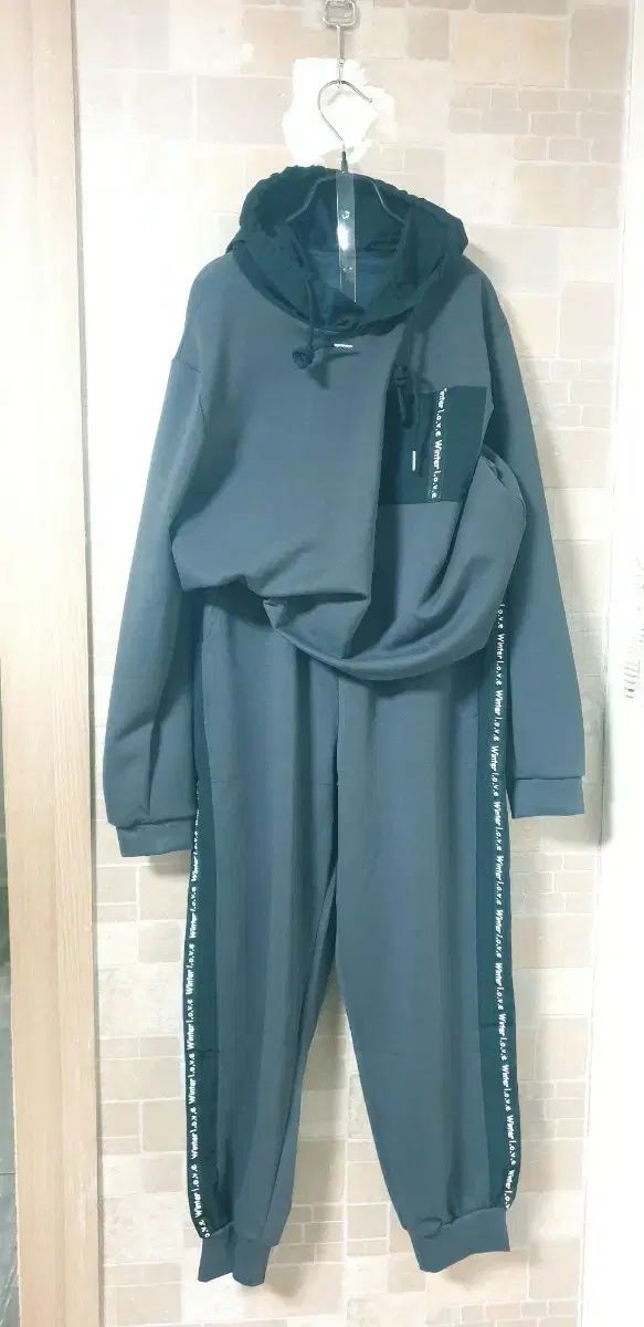 レディース チャコールグレー フード付きトレーナーセット