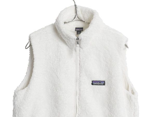 な ! パタゴニア ロスガトス フリース ベスト レディース М ハイ パイル ボア 重ね着 フルジップ アウトドア ハイネック ワンポイント