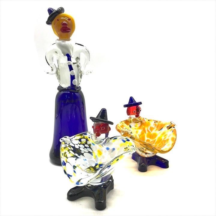 未使用 ムラーノ ガラス ベネチアン グラス ピエロ 小物入れ マルチ