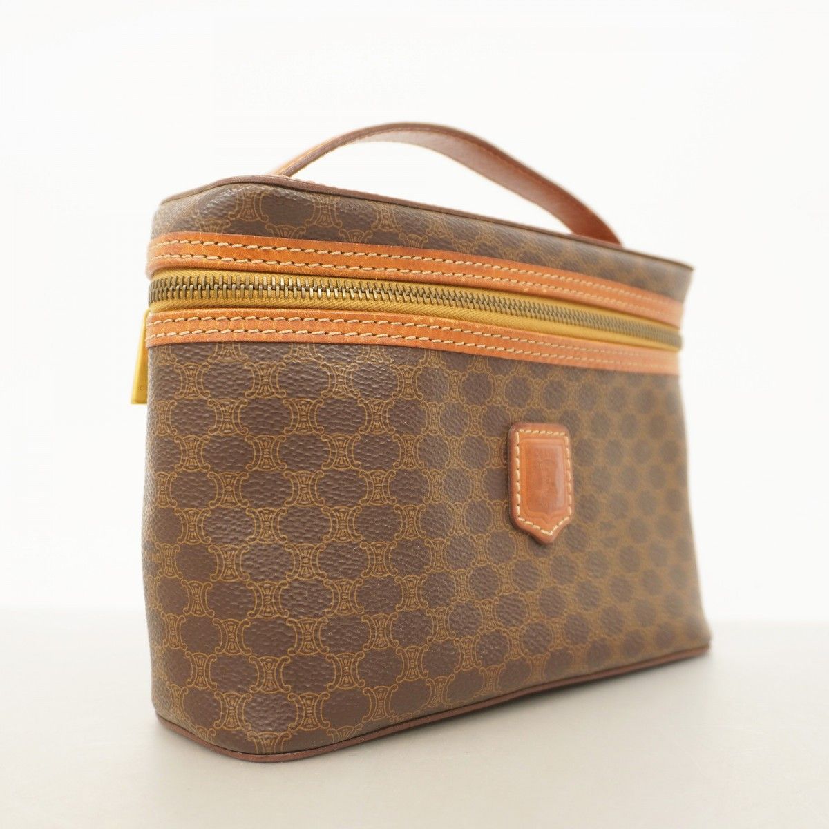 5mb2306-h セリーヌ バニティバッグ マカダム PVC ブラウン ゴールド金具 レディース