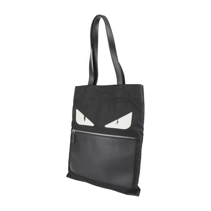 FENDI フェンディ モンスター バグズ ナイロンレザートートバッグ 黒