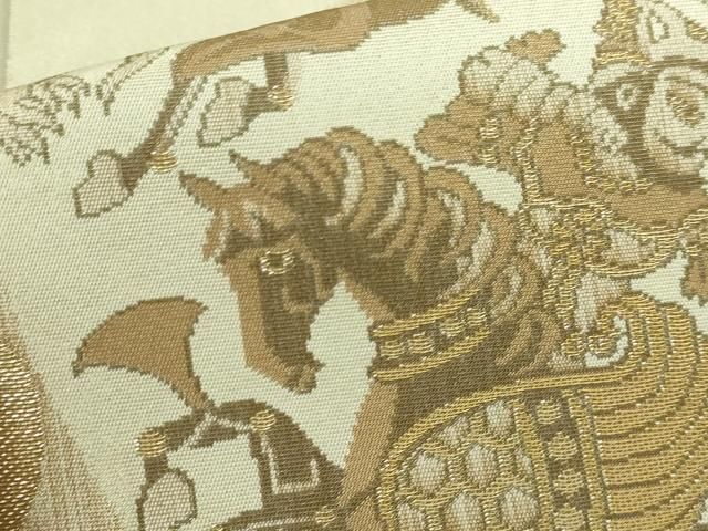 平和屋本店■最高級　人間国宝　北村武資　経錦　六通柄袋帯　狩猟紋　利休茶色地　金糸　逸品　DZAA6266kh5 平和屋本店□最高級 人間国宝 北村武資 経錦 六通柄袋帯 狩猟紋 利休