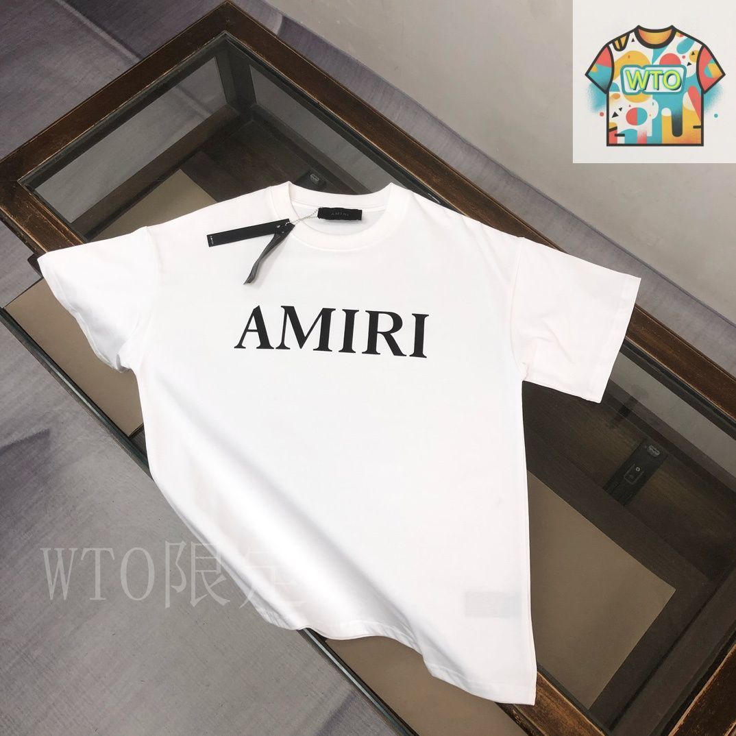 今日特価】Amiri 25SS 男女共通 プリントロゴ付き丸首ショート